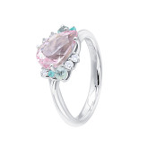 Кольцо из белого золота с морганитом и бриллиантами из коллекции "Акварель" R10292-16514 (420)
