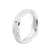 Кольцо квадратное из белого золота с бриллиантами из коллекции "Обручальные кольца с дорожкой" R4724-6034 (241)