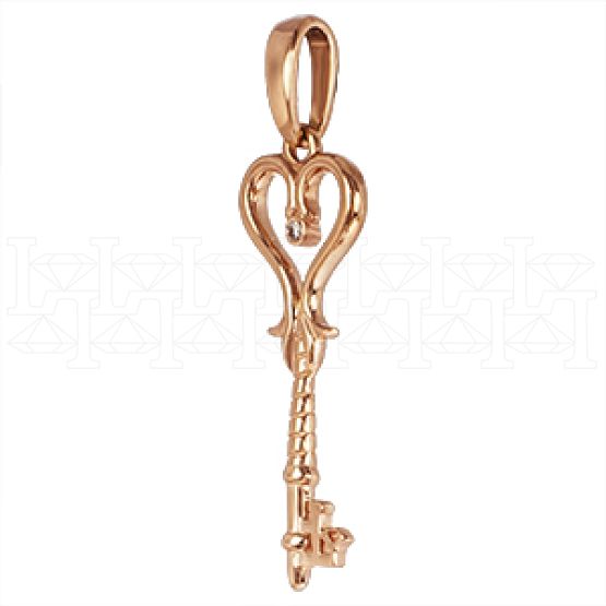 Фото - Подвеска ключик из белого золота с бриллиантом из коллекции "Золотой ключик" P425-1772 (714)