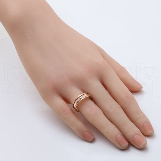 Фото - Кольцо из рыжего золота с бриллиантом из коллекции "Парные обручальные кольца" R7960-10978 (210)