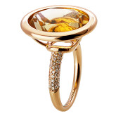 Кольцо из рыжего золота с цитрином и коньячными бриллиантами из коллекции "Акварель" R7039-9658 (420)