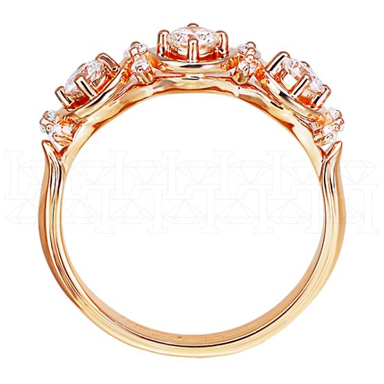 Фото - Кольцо из рыжего золота с бриллиантами из коллекции "Обручальные кольца с дорожкой" R2863-3865 (241)