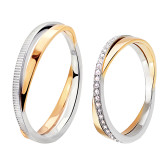 Кольцо обручальное из цветного золота с бриллиантом из коллекции "Парные обручальные кольца" R4141-5186 (210)
