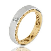 Кольцо двойное из цветного золота с бриллиантом из коллекции "Двойные обручальные кольца" VDR.A2902 (242)
