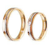 Кольцо обручальное из бело-рыжего золота с бриллиантом из коллекции "Парные обручальные кольца" R4866-5672 (210)