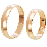 Кольцо обручальное из рыжего золота с бриллиантом из коллекции "Парные обручальные кольца" R4178-4823 (210)