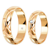 Кольцо обручальное из рыжего золота с бриллиантом из коллекции "Парные обручальные кольца" R4012-4726 (210)