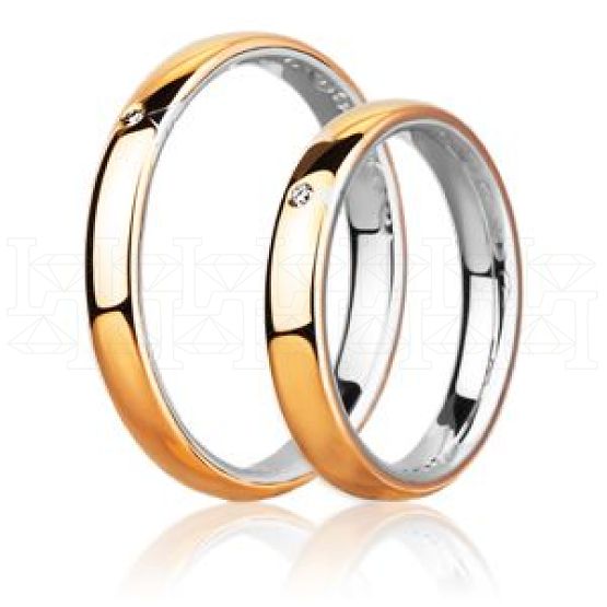 Фото - Кольцо обручальное из цветного золота с бриллиантом из коллекции "Парные обручальные кольца" VDR.A2770 (210)
