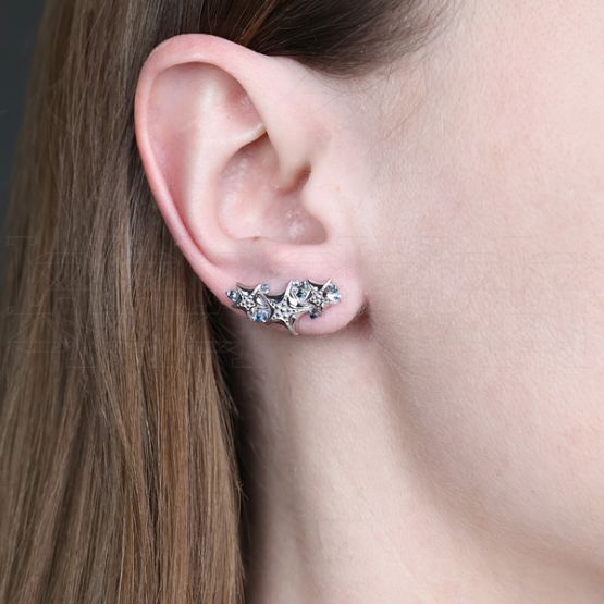 Фото - Серьги зажимы из белого золота с цветными сапфирами E9920-15401 (453)