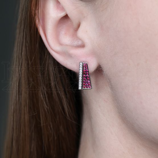 Фото - Серьги из белого золота с бриллиантами из коллекции "Чистая линия" E6081-11002 (781)