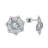 Серьги пуссеты из белого золота с бериллами и бриллиантами из коллекции "786" G10076-15829 (786)