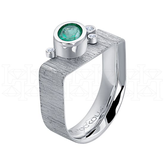 Фото - Кольцо из белого золота с изумрудом и бриллиантами R8754-15701 (775)
