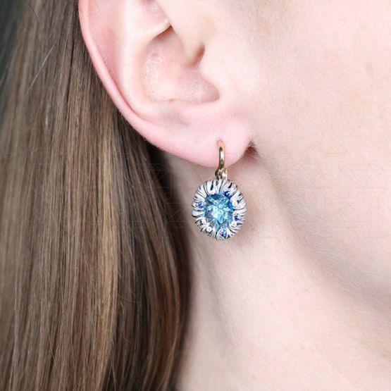 Фото - Серьги из цветного золота с топазами и бриллиантами из коллекции "Забава" E2847-16320 (716)