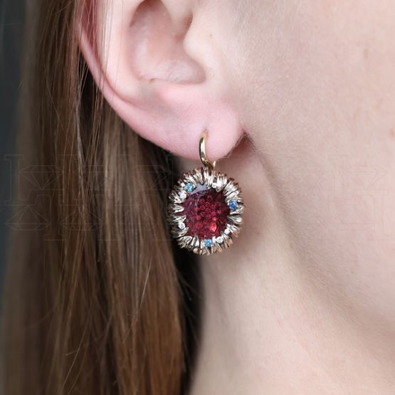 Фото - Серьги из цветного золота с турмалином и бриллиантами из коллекции "Забава" E2783-16125 (716)