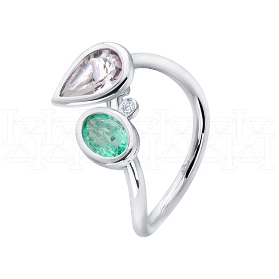 Фото - Кольцо из белого золота с морганитом и бриллиантом из коллекции "Акварель" R8576-15699 (420)