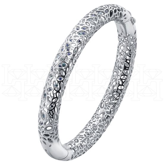 Фото - Браслет жесткий из белого золота с цветными сапфирами B9855-15299 (453)