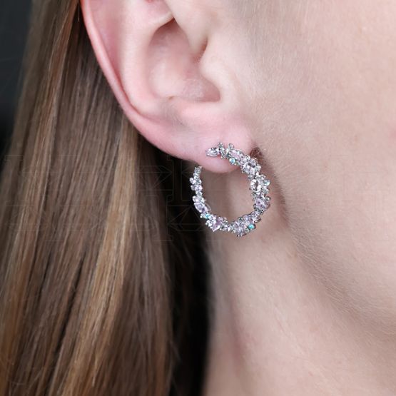 Фото - Серьги конго из белого золота с цветными сапфирами и пикированными бриллиантами из коллекции "Акварель" E10026-15711 (420)