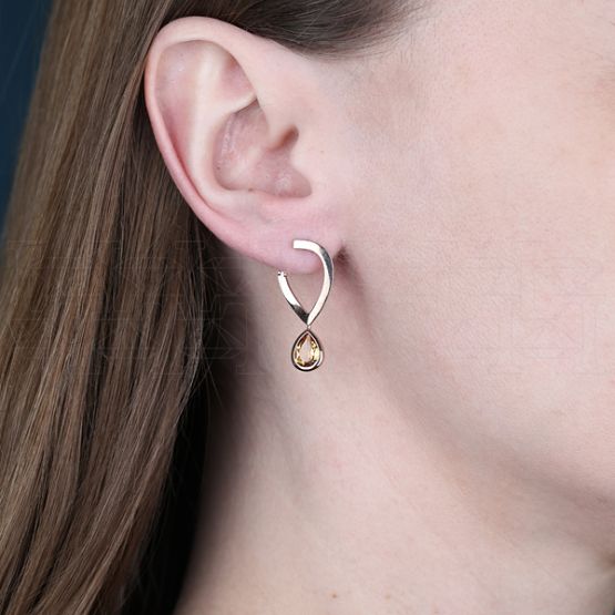 Фото - Серьги из рыжего золота с цитрином из коллекции "Точка пересечения" E8933-16017 (811)