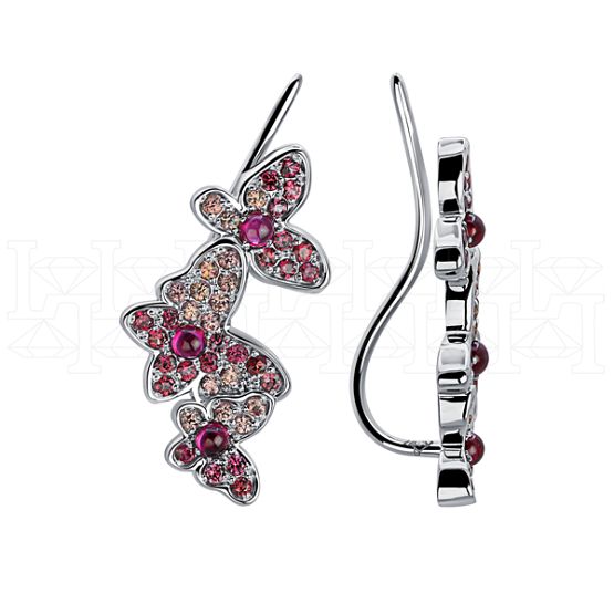 Фото - Серьги зажимы из белого золота с рубинами E8150-15914 (156)