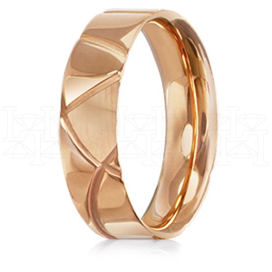 Фото - Кольцо обручальное из рыжего золота с бриллиантом из коллекции "Парные обручальные кольца" R4009-4748 (210)