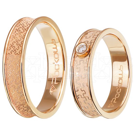 Фото - Кольцо обручальное из белого золота с бриллиантом из коллекции "Парные обручальные кольца" R5094-7258 (210)