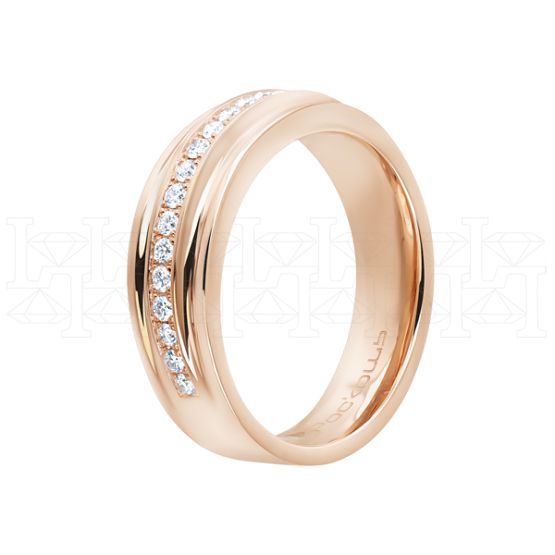 Фото - Кольцо обручальное из белого золота с бриллиантами из коллекции "Обручальные кольца с дорожкой" R2058-2291 (241)