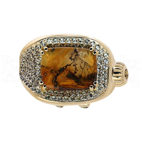 Фото - Кольцо из желтого золота с цветными сапфирами из коллекции "Часы Дали" R9752-15019 (800)