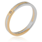 Кольцо двойное из цветного золота с бриллиантом из коллекции "Двойные обручальные кольца" VDR.A2748 (242)