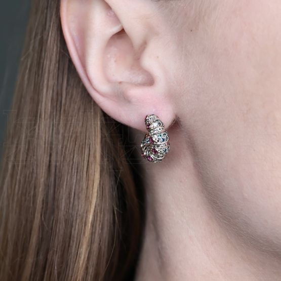 Фото - Серьги из цветного золота с цветными сапфирами из коллекции "Мутабор" E10063-15794 (762)