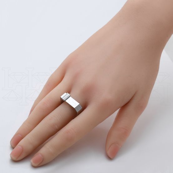 Фото - Кольцо квадратное из белого золота с бриллиантами R7987-11024 (808)