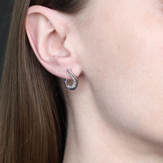 Фото - Серьги из рыжего золота с бриллиантами из коллекции "Чистая линия" E8797-12566 (781)