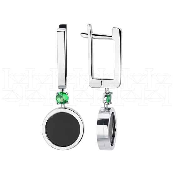 Фото - Серьги из белого золота с ониксом из коллекции "Точка пересечения" E9512-14174 (811)