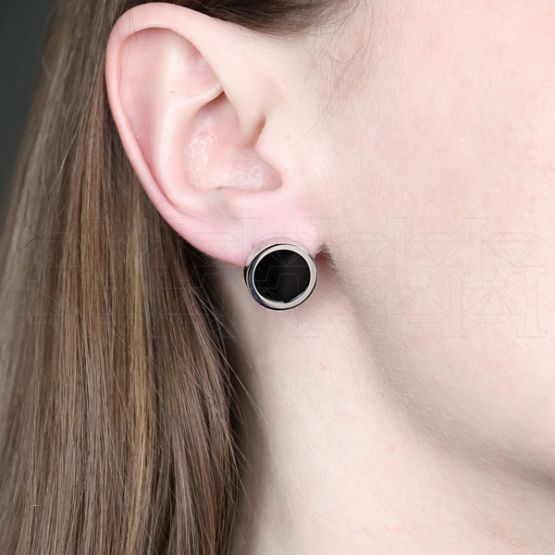 Фото - Серьги из белого золота с ониксом из коллекции "Точка пересечения" E9516-14182 (811)