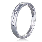 Кольцо обручальное из белого золота с бриллиантом из коллекции "Обручальные кольца с  одним бриллиантом" R14785 (243)