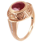 Кольцо из рыжего золота с рубином и бриллиантами из коллекции "Талисман" R2605-3544 (331)