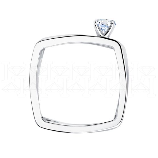 Фото - Кольцо квадратное из белого золота с бриллиантом из коллекции "Помолвка" R10178-16040 (515)