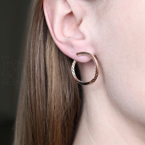 Фото - Серьги конго из рыжего золота с бриллиантами E7022-11668 (803)