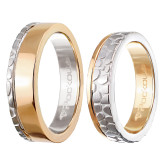Кольцо обручальное из бело-рыжего золота с бриллиантом из коллекции "Парные обручальные кольца" R4162-5210-01 (210)