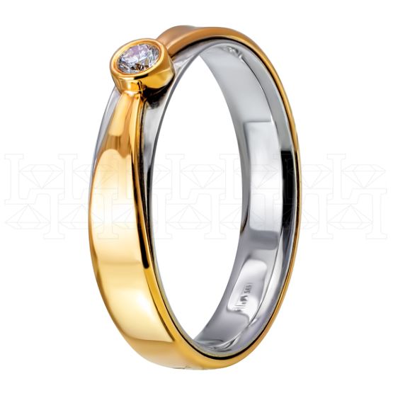 Фото - Кольцо двойное из цветного золота с бриллиантом из коллекции "Двойные обручальные кольца" R2497-3170 (242)