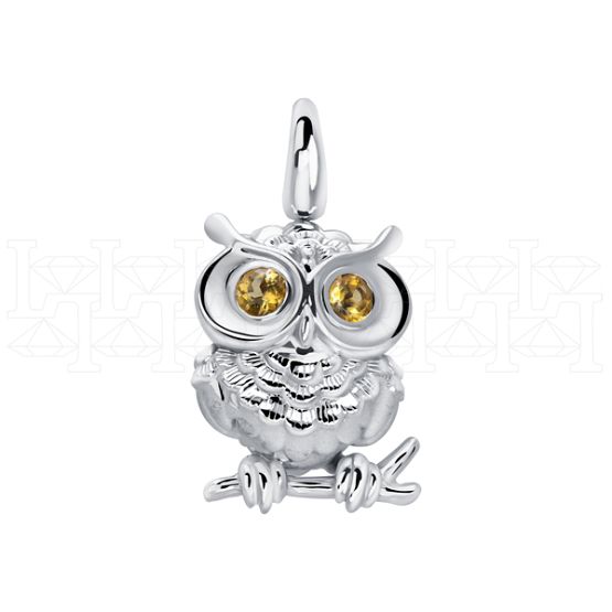 Фото - Подвеска сова из белого золота с цитрином из коллекции "196" P2992-16295 (199)