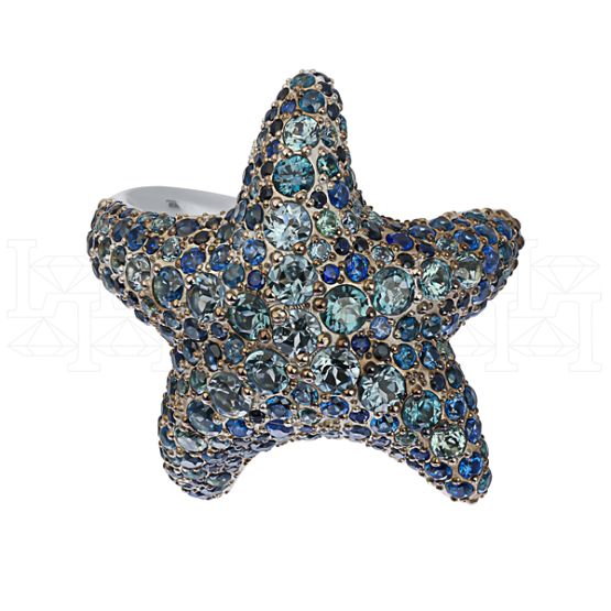 Фото - Кольцо из белого золота с цветными сапфирами R9885-15347 (453)