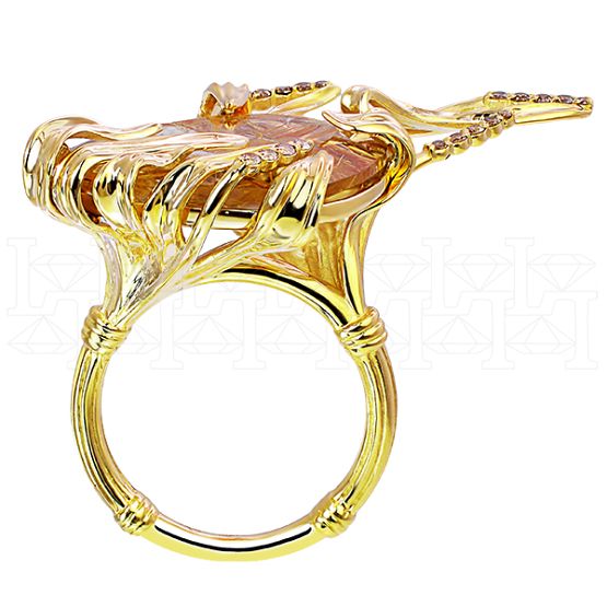 Фото - Кольцо из желтого золота с коньячными бриллиантами из коллекции "Русское поле" R7678-10597 (715)