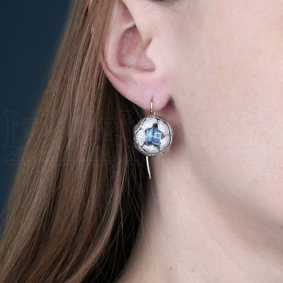 Фото - Серьги из цветного золота с топазами и бриллиантами из коллекции "Забава" E5396-16134 (716)