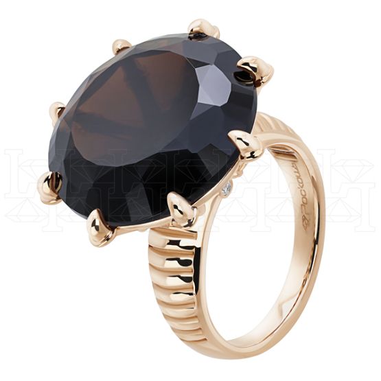 Фото - Кольцо из рыжего золота с кварцем и бриллиантами из коллекции "Сокровища грифона" R2953-13095 (730)