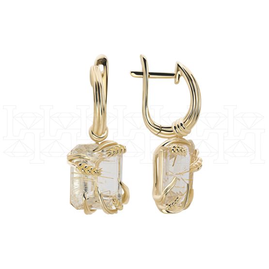 Фото - Серьги из желтого золота с кварцем из коллекции "Русское поле" E9983-15625 (715)