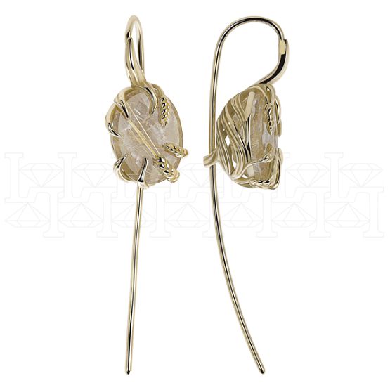Фото - Серьги из желтого золота с кварцем из коллекции "Русское поле" E9985-15629 (715)