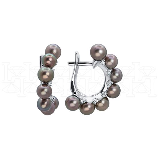 Фото - Серьги из белого золота с жемчугом и бриллиантами из коллекции "Завтрак у Тиффани" E10022-15706 (662)