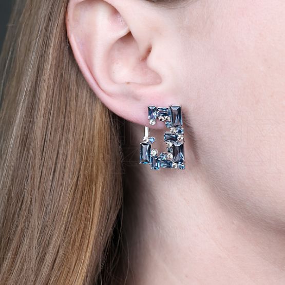 Фото - Серьги из белого золота с цветными сапфирами из коллекции "Акварель" E10016-15692 (420)