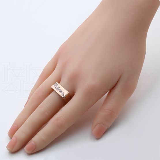 Фото - Кольцо квадратное из рыжего золота с бриллиантами R4015-15424 (808)