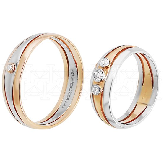 Фото - Кольцо обручальное из цветного золота с бриллиантом из коллекции "Парные обручальные кольца" R4142-4820 (210)
